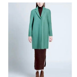 HARRIS WHARF LONDON Boiled Wool Coat Green Elegant Women's jacket size 40 small